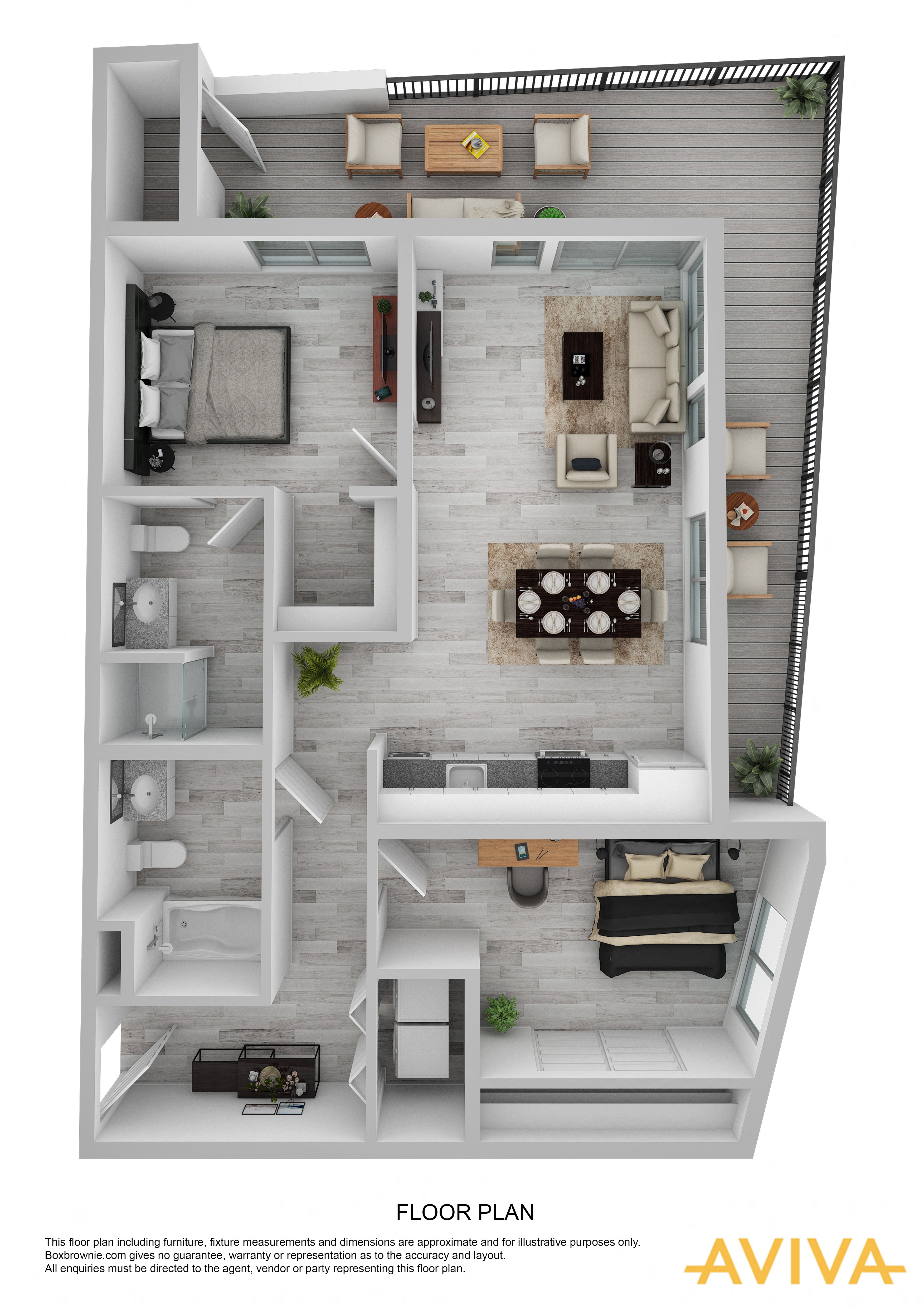 2 bedroom apartment floor plan at AVIVA Apartments